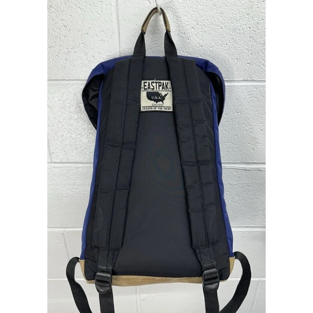 EASTPAK Rowlo Leather Bottom‎ Flip Top Backpack / Navy Blue